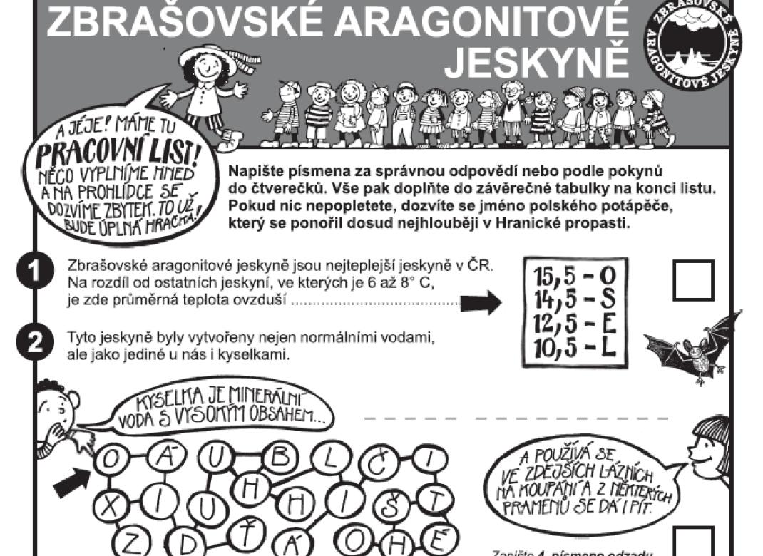 Zbrašovské aragonitové jeskyně - pracovní list